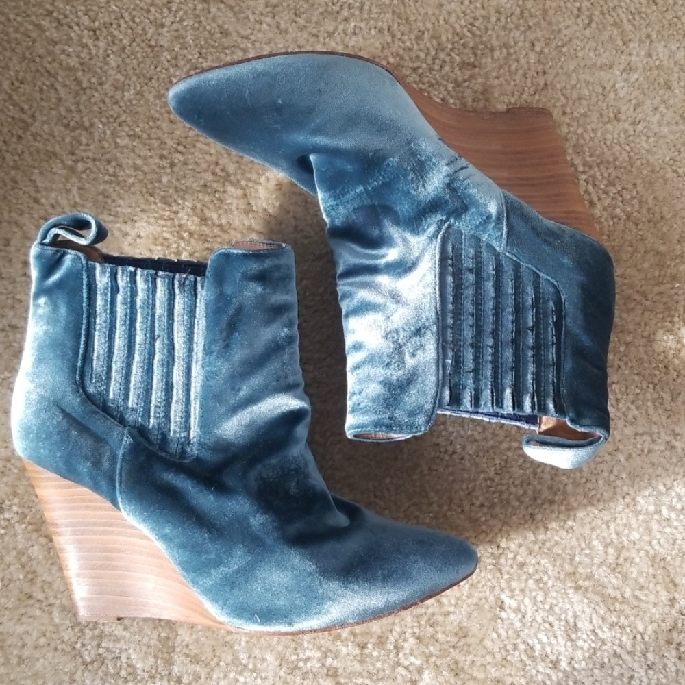 Madison Harding Blue Suede Wedges